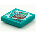 Lego NEW - Tile 2 x 2 with Groove with BeatBit Album Cover - Red Steel Drum Patte~ [Dark Turquoise]