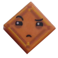 Lego NEW - Tile 1 x 1 with Groove with Face with Narrowed Eyes One Eyebrow Raised andSma~ [Orange]