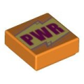 Lego NEW - Tile 1 x 1 with Groove with Magenta 'PWR' on Bright Light Yellow Background,M~ [Orange]