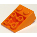 Lego NEW - Slope Inverted 33 3 x 2 with Flat Bottom Pin and Connections between Studs~ [Orange]