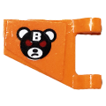 Lego Used - Flag 2 x 2 Trapezoid with Bane Teddy Bear Head with Silver Letter B and Red E~ [Orange]