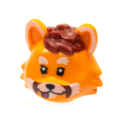 Lego NEW - Minifigure Head Modified Cat with Dark Red Hair and Whiskers WhiteMarkings on~ [Orange]