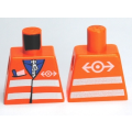 Lego Used - Torso Safety Vest with Reflective Stripes with Pocket and Train Logo Pattern~ [Orange]