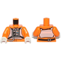 Lego Used - Torso SW Rebel Pilot with Black Belt with Buckle on Back Pattern / OrangeArm~ [Orange]