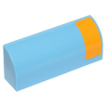 Lego Used - Slope Curved 1 x 4 x 1 1/3 with Bright Light Orange Vertical Stripe Patt~ [Medium Blue]