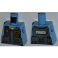 Lego Used - Torso Police Shirt with Dark Bluish Gray Vest Gold Badge Radio WhiteUnd~ [Medium Blue]