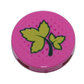 Lego NEW - Tile Round 2 x 2 with Bottom Stud Holder with Ivy Leaves and Dark PinkDots~ [Dark Pink]