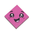 Lego NEW - Tile 2 x 2 with Groove with Face Smile Open Mouth Black Eyes with White Pup~ [Dark Pink]