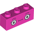 Lego NEW - Brick 1 x 3 with Large Round Eyes and Eyelashes Pattern~ [Dark Pink]