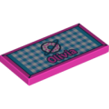 Lego NEW - Tile 2 x 4 with 'Olivia' and Beach Towel Pattern~ [Dark Pink]