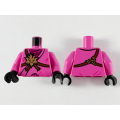 Lego NEW - Torso Ninjago Brown Rope Gold Medallion and Magenta Undershirt Pattern /Da~ [Dark Pink]
