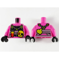 Lego NEW - Torso Ninjago Black Breastplate with Silver Straps Pixelated Flask Skull an~ [Dark Pink]