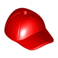 Lego USED - Red Minifigure Headgear Cap - Short Curved Bill with Seams and Hole on Top