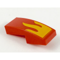 Lego NEW - Slope Curved 2 x 1 x 2/3 with Bright Light Orange Flame Pattern~ [Red]