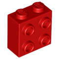 Lego NEW - Brick Modified 1 x 2 x 1 2/3 with Studs on Side~ [Red]