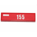 Lego Used - Tile 1 x 4 with White Rectangle and Number 155 Pattern Model Left Side (Sticker)~ [Red]