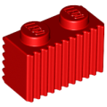 Lego Used - Brick Modified 1 x 2 with Grille / Fluted Profile~ [Red]