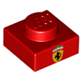 Lego NEW - Plate 1 x 1 with Ferrari Emblem Pattern~ [Red]