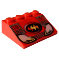 Lego Used - Slope 33 3 x 4 with Fire Cruiser Pattern~ [Red]