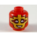 Lego NEW - Minifigure Head Yellow Mask with White Eyes and Mouth Pattern - Hollow Stud~ [Red]
