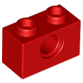Lego Used - Technic Brick 1 x 2 with Hole~ [Red]