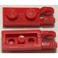 Lego Used - Hinge Plate 1 x 2 Locking with 2 Fingers on End and 9 Teeth with BottomGroove~ [Red]