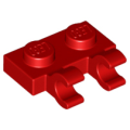 Lego NEW - Plate Modified 1 x 2 with 2 Open O Clips (Horizontal Grip)~ [Red]