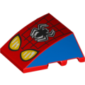Lego NEW - Wedge 4 x 3 Triple Curved No Studs with Web Black Spider and Yellow EyesPattern~ [Red]