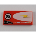Lego Used - Tile 2 x 4 with Lightning Bolt in Half Ellipse and '95' Pattern Model Right Side~ [Red]