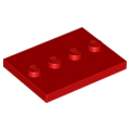 Lego NEW - Red Tile Modified 3 x 4 with 4 Studs in Center