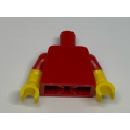 Lego Used - Torso Plain / Yellow Arms with Molded Red Short Sleeves Pattern / YellowHands~ [Red]