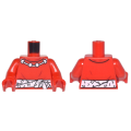 Lego NEW - Torso Shirt with Round Collar Necklace with 4 Beads and White Tied Belt withCale~ [Red]
