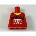 Lego Used - Torso Sleeveless Top with White Skull Black Ninjago Logogram 'METAL'Pattern~ [Red]