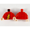 Lego NEW - Torso Super Hero Gold and Bright Light Orange Lightning Bolt Pattern (Flash) / Re~ [Red]