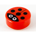 Lego NEW - Tile Round 1 x 1 with Ladybug Large White Eyes with Black Pupils Pattern~ [Red]