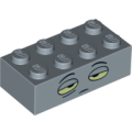 Lego NEW - Brick 2 x 4 with Sleepy Yellow Eyes and Neutral Expression Pattern (Brock)~ [Sand Blue]
