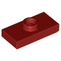 Lego NEW - Plate Modified 1 x 2 with 1 Stud with Groove and Bottom Stud Holder(Jumper)~ [Dark Red]