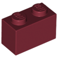 Lego Used - Brick 1 x 2~ [Dark Red]