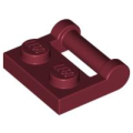 Lego Used - Plate Modified 1 x 2 with Bar Handle on Side - Closed Ends~ [Dark Red]