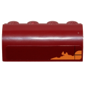 Lego Used - Slope Curved 2 x 4 x 1 1/3 with 4 Recessed Studs with Irregular Orange Patc~ [Dark Red]