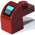 Lego Used - Slope Curved 2 x 1 x 1 1/3 with Recessed Stud with Black and Dark Bluish Gr~ [Dark Red]