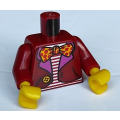 Lego NEW - Torso Jacket with Dark Pink Lapels and Bright Light Orange Button over Shirt~ [Dark Red]