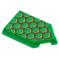 Lego NEW - Tile Modified 2 x 3 Pentagonal with Scales with Dark Orange Tips and GoldTrim ~ [Green]