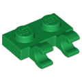 Lego NEW - Plate Modified 1 x 2 with 2 Open O Clips (Horizontal Grip)~ [Green]
