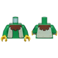 Lego NEW - Torso Forestman Reddish Brown Collar and Tan Fur Vest Pattern / Green Arm Left ~ [Green]