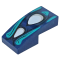 Lego NEW - Slope Curved 2 x 1 x 2/3 with 2 White Eyes Dark Turquoise Highlights Patter~ [Dark Blue]