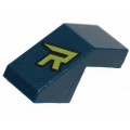 Lego NEW - Slope 45 2 x 1 with Cutout without Stud with Stylized Lime Capital Letter R~ [Dark Blue]