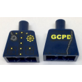 Lego Used - Torso Police Uniform Gold Buttons and Badge Radio Over Shoulder and'GCPD'~ [Dark Blue]