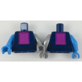 Lego NEW - Torso Female Magenta Center Panel Pattern / Flat Silver Arm Left / DarkAzu~ [Dark Blue]