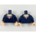 Lego NEW - Torso Female Low-Cut Top Light Nougat Neck and Pink Triangle Pattern /Dark~ [Dark Blue]